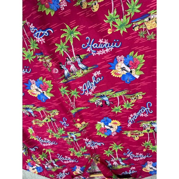 VTG 90's Sun Streak Aloha Hawaiian Shirt Floral Palm Tree Vacation Button Up - L - Picture 4 of 9